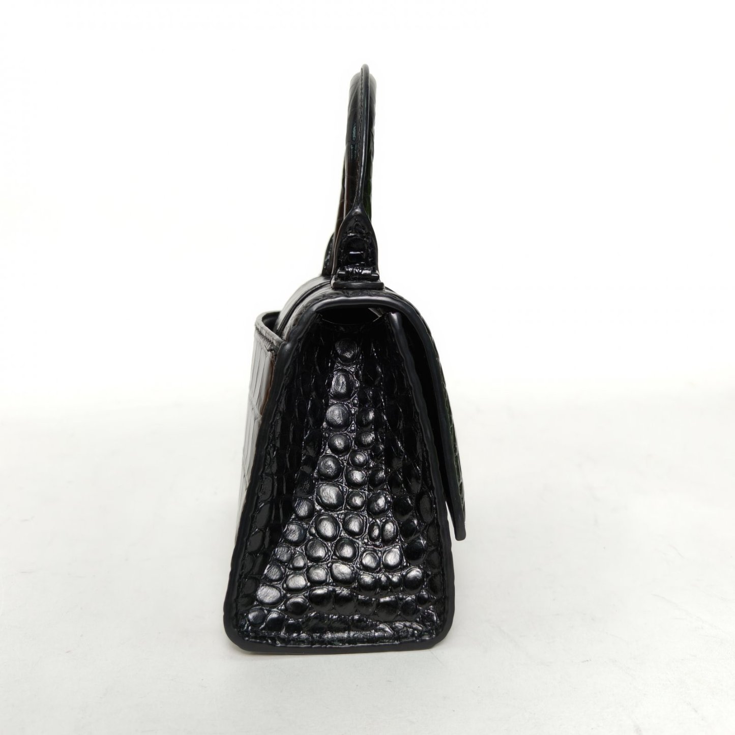 *BALENCIAGA Crocodile Embossed Hourglass Handbag XS size Black Hardware-Hana Vintage