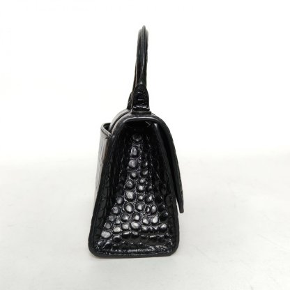 *BALENCIAGA Crocodile Embossed Hourglass Handbag XS size Black Hardware-Hana Vintage