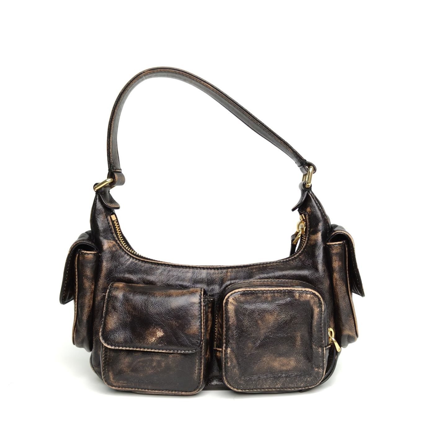 *MIUMIU Hobo Motorcycle Bag Embossed Engraved Logo-Hana Vintage
