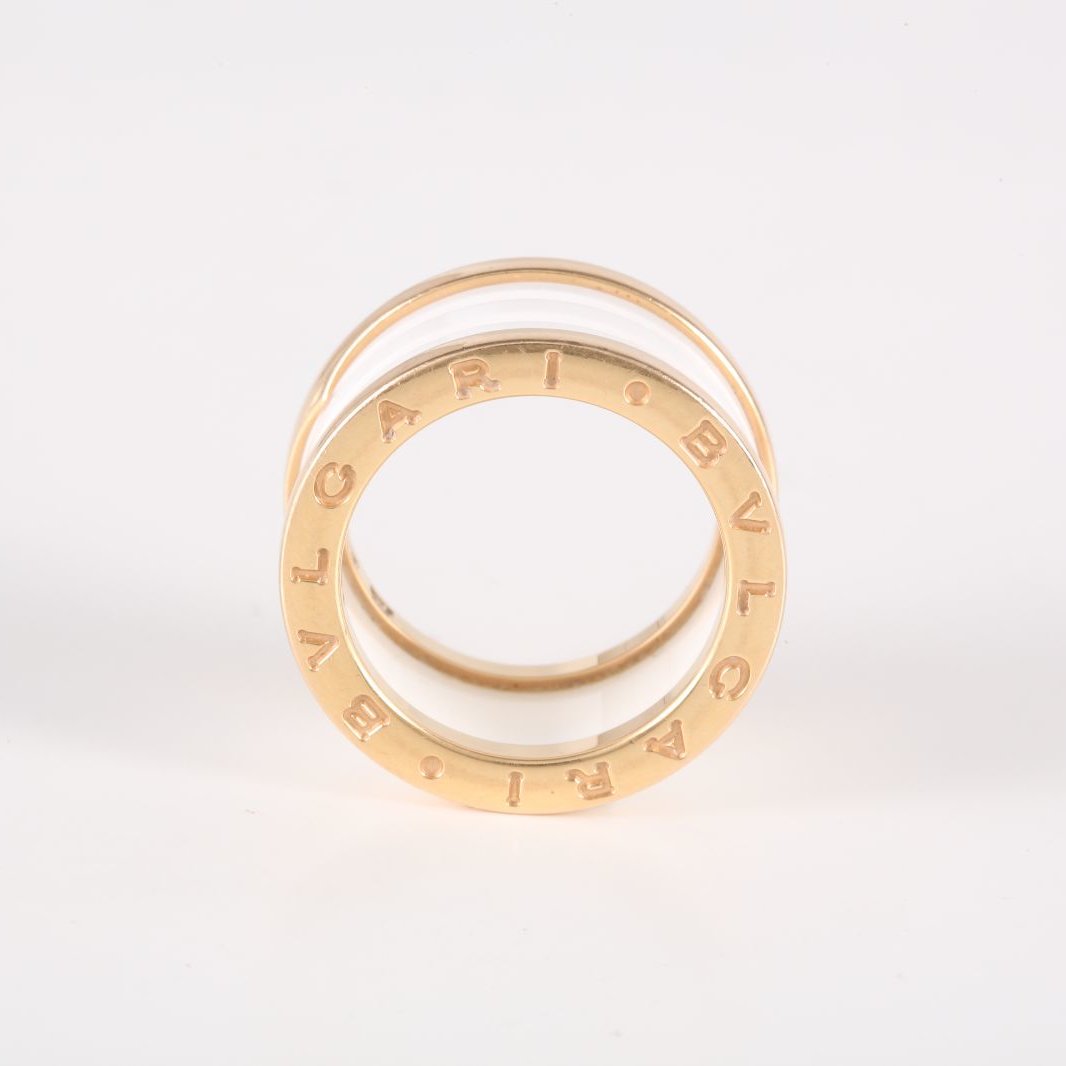 BVLGARI B.ZERO1 Coil Ring 18K Rose Gold,White Ceramic-Hana Vintage
