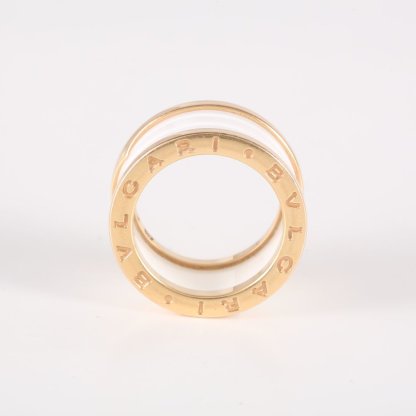 BVLGARI B.ZERO1 Coil Ring 18K Rose Gold,White Ceramic-Hana Vintage