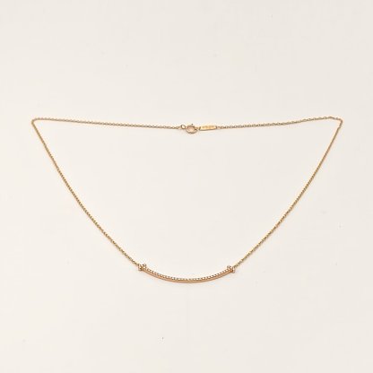 TIFFANY&CO Tiffany T Smile Necklace Small Size Full Diamonds 18K Rose Gold,Diamond-Hana Vintage