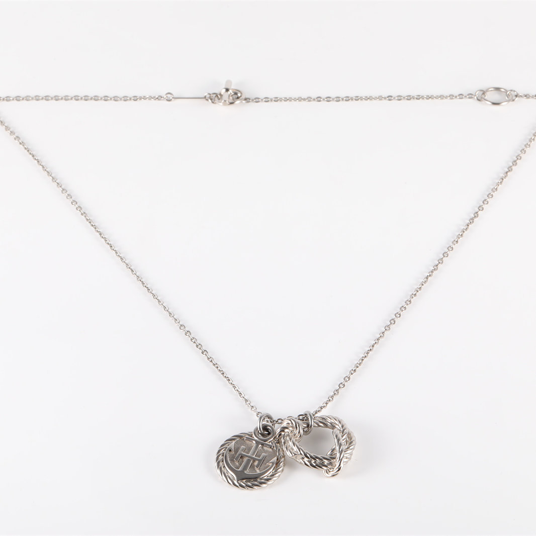 HERMES Anchor Badge Necklace Alloy-Hana Vintage