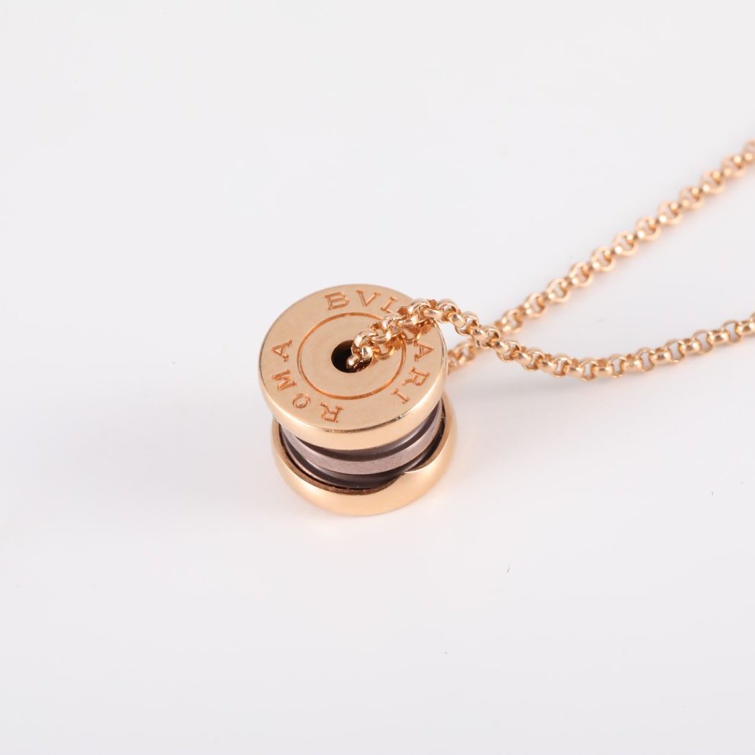 BVLGARI Rose Gold Coil Brown mini Necklace 18K 18K Rose Gold-Hana Vintage