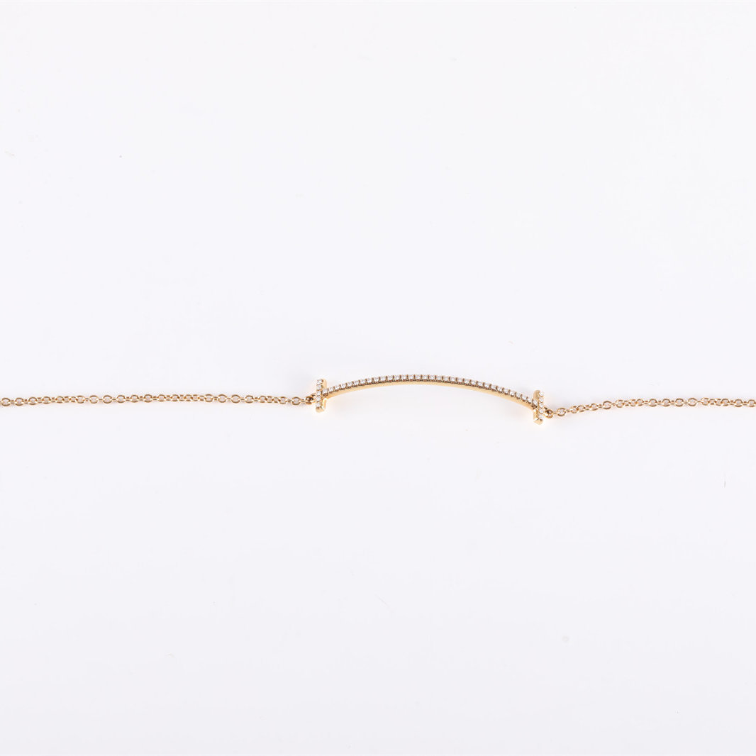TIFFANY&CO Tiffany T Smile Bracelet 18K Gold,Diamond-Hana Vintage
