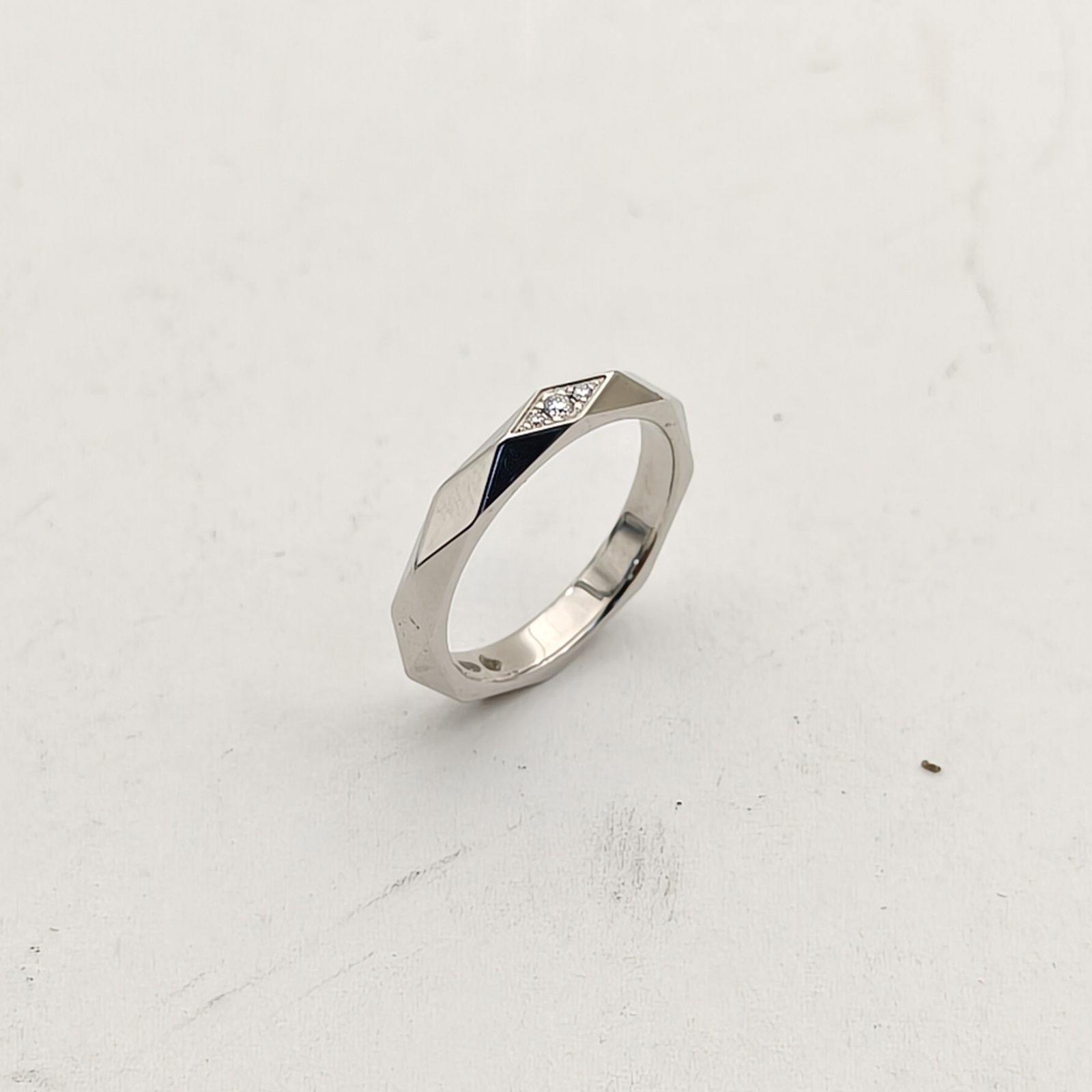 Boucheron Facette Collection Geometric Design Ring 47 Platinum 950,Diamond