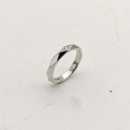 Boucheron Facette Collection Geometric Design Ring 47 Platinum 950,Diamond
