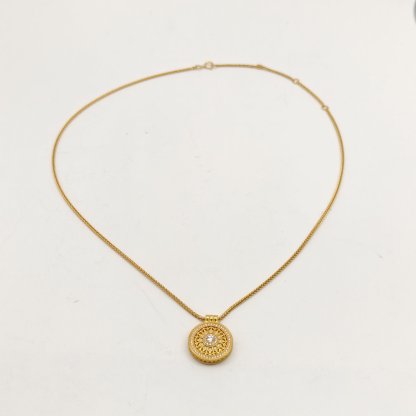 LAOPU GOLD Laopu Gold Traditional Handcrafted Solid Gold Necklace Rose Window Diamond Pendant (1) 999 Gold,Diamond,18K Gold