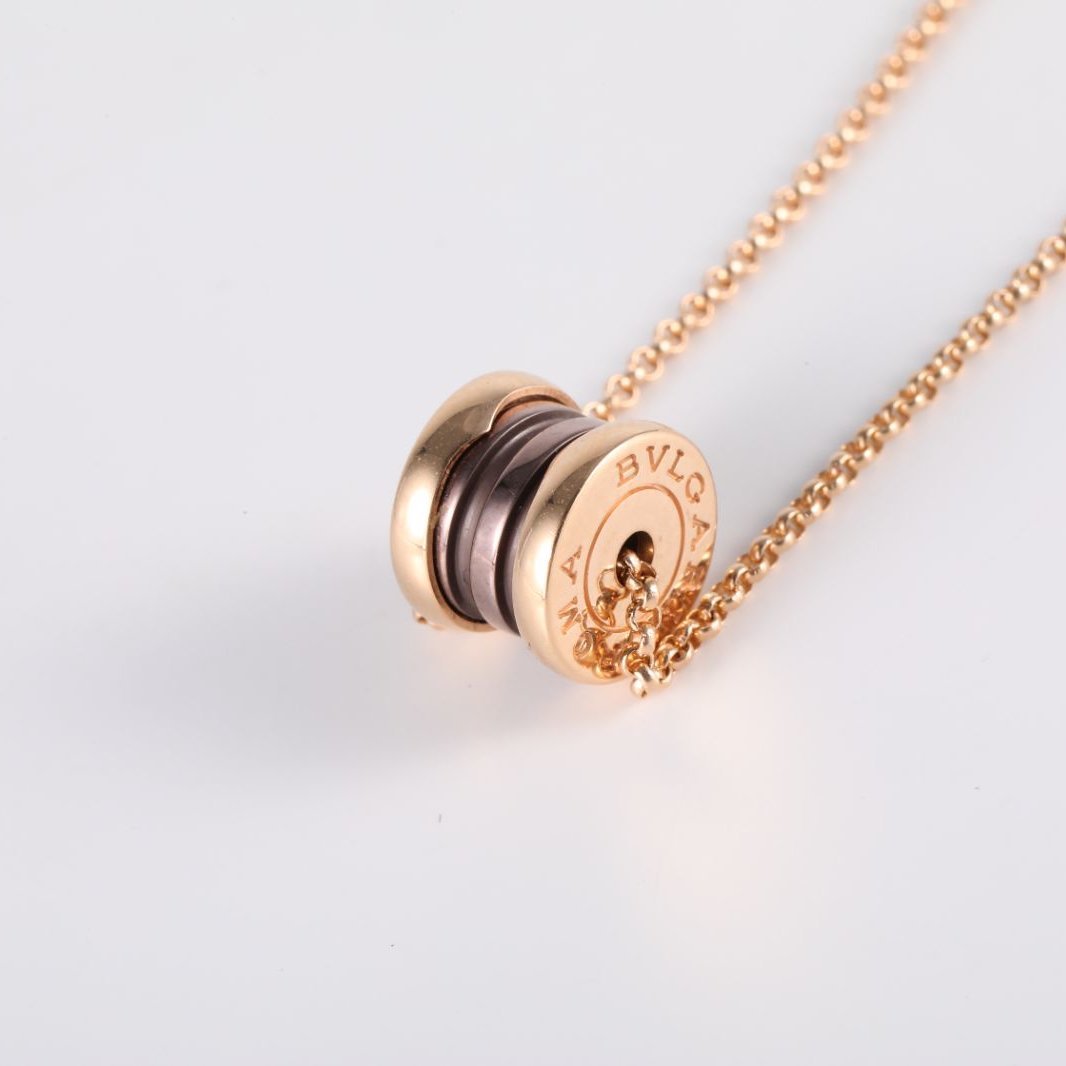 BVLGARI Rose Gold Coil Brown mini Necklace 18K 18K Rose Gold-Hana Vintage
