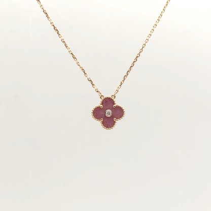 VAN CLEEF&ARPELS Vintage Alhambra Medium Single Flower Necklace 2021 Christmas Single Diamond Diamond,18K Rose Gold,Rhodolite Garnet-Hana Vintage