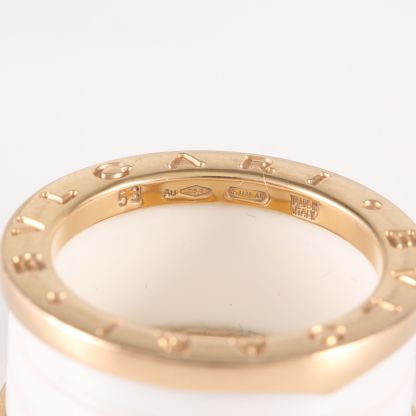 BVLGARI B.ZERO1 Coil Ring 18K Rose Gold,White Ceramic-Hana Vintage