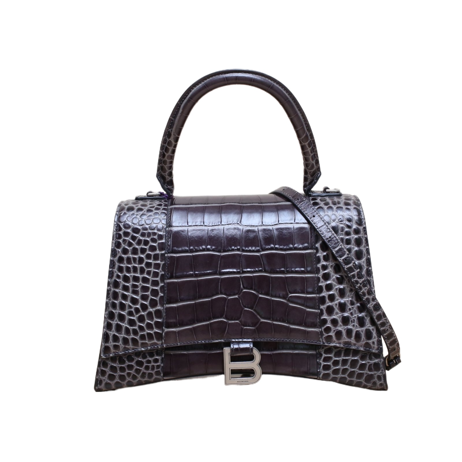 *BALENCIAGA Hourglass (M size) with Alligator Embossing-Hana Vintage
