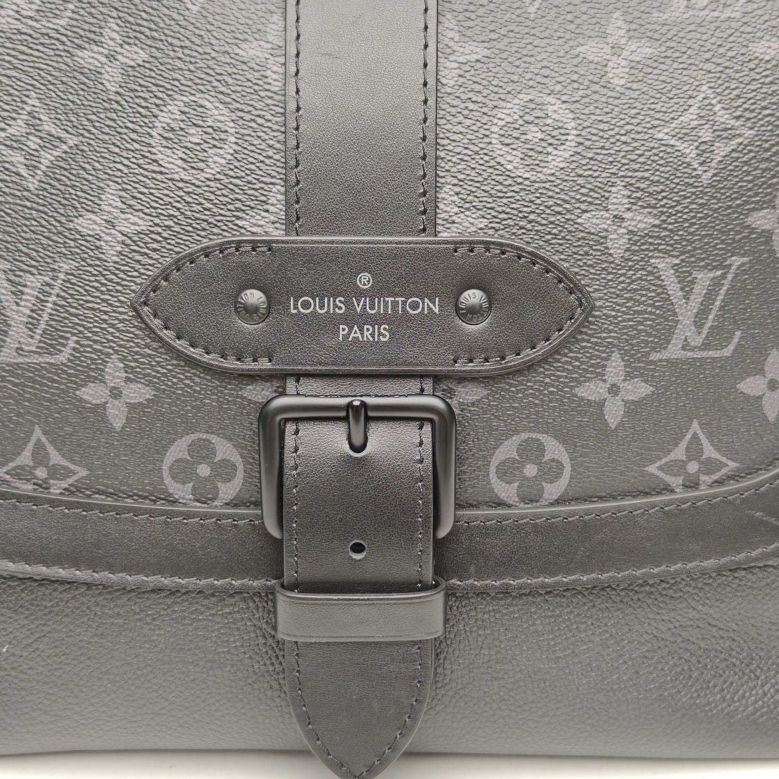 *LOUIS VUITTON Black PVC Chip Black Hardware Saumur Pochette Metis-Hana Vintage