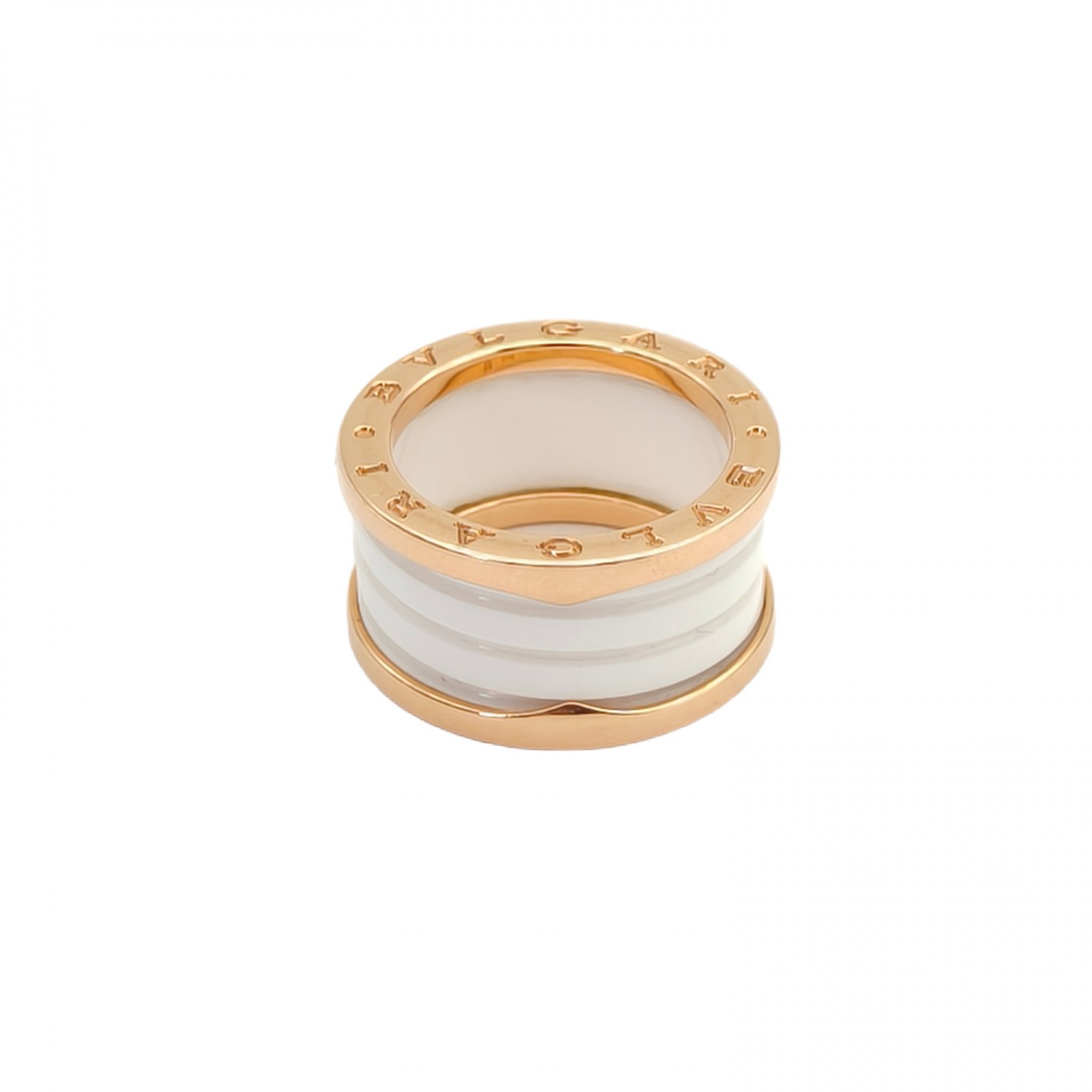 BVLGARI B.ZERO1 Coil Ring 18K Rose Gold,White Ceramic-Hana Vintage