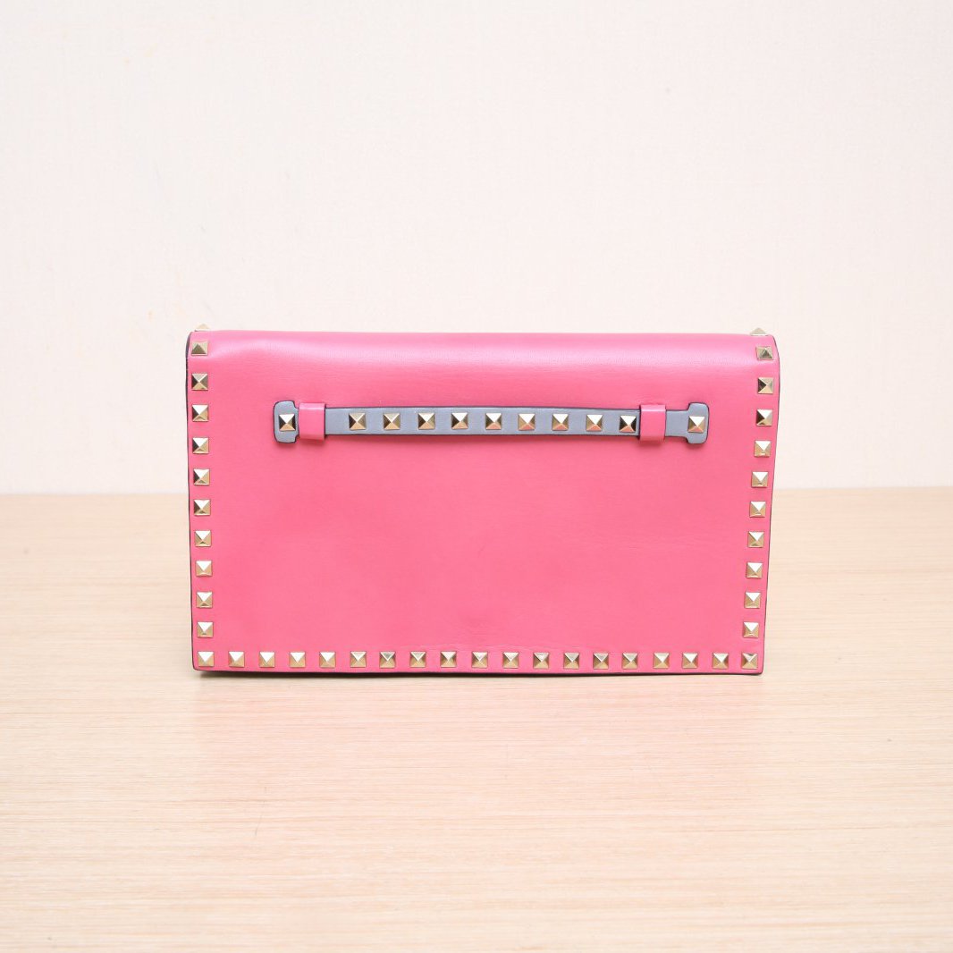 *VALENTINO Color-blocked Rivet Clutch Bag 28CM-Hana Vintage