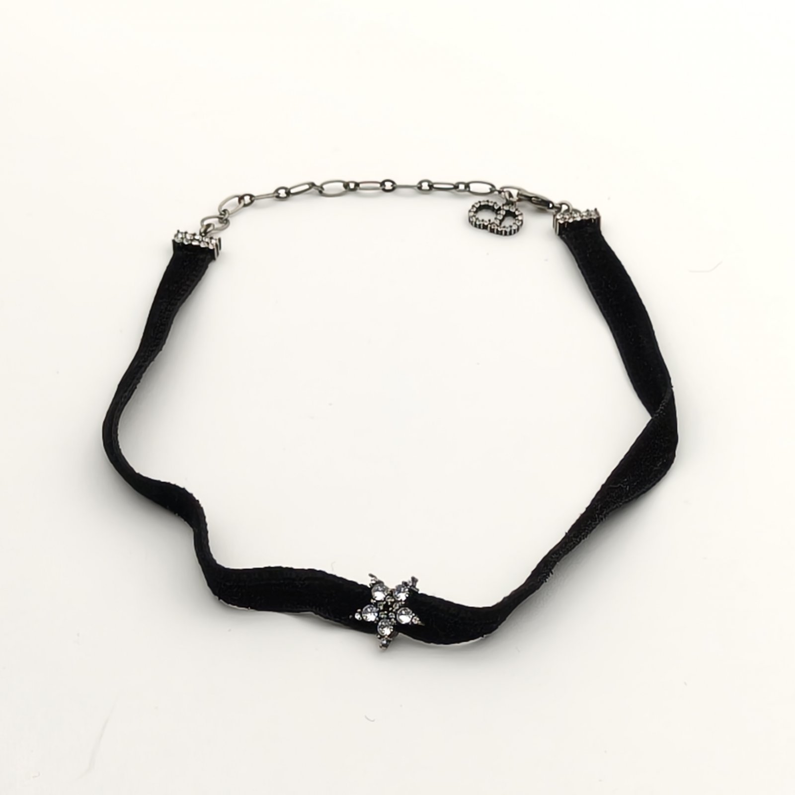 DIOR Star Rhinestone Choker Necklace Alloy,Velvet-Hana Vintage