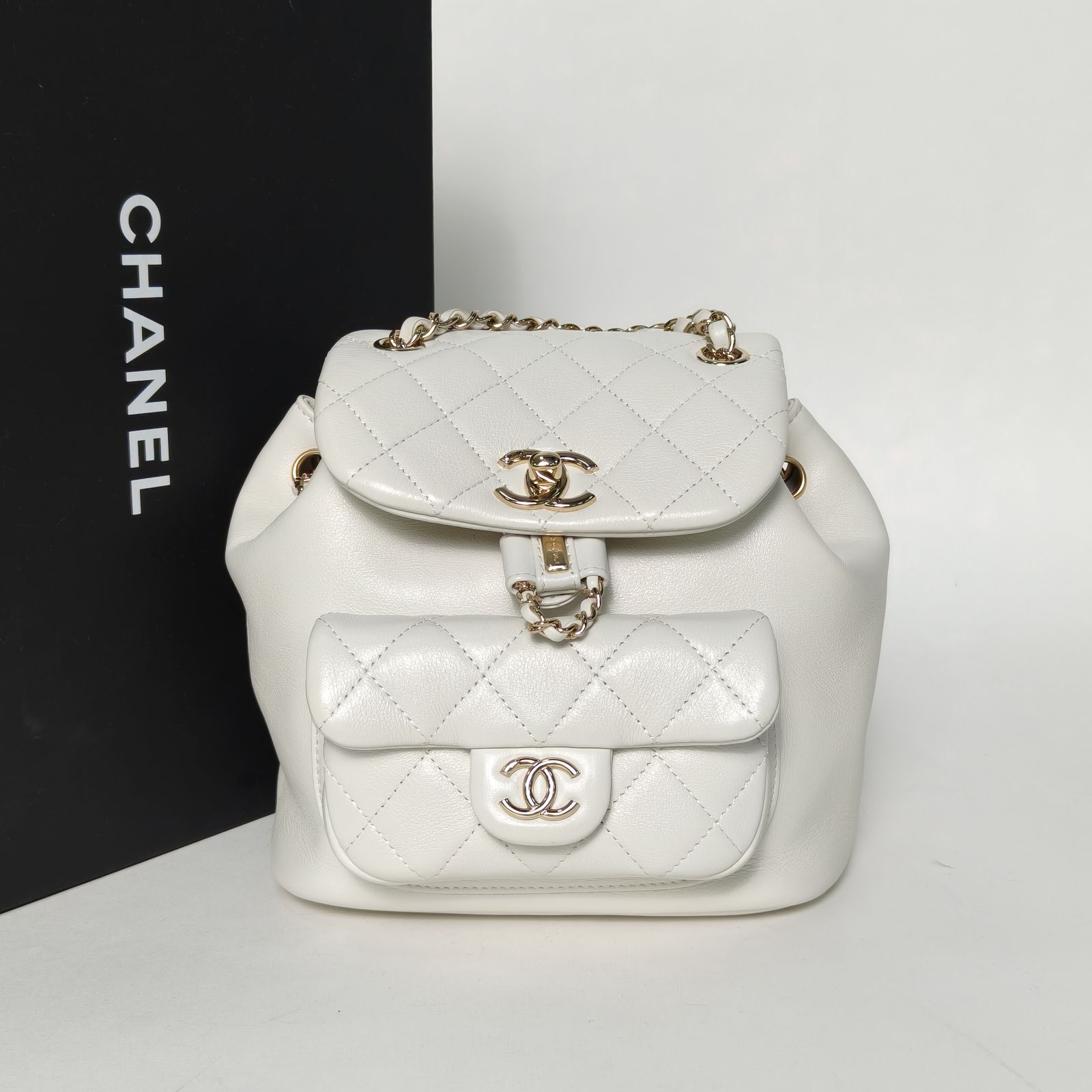 *CHANEL Duma Drawstring Flap Backpack, Single Pocket, Small Size, 18cm-Hana Vintage