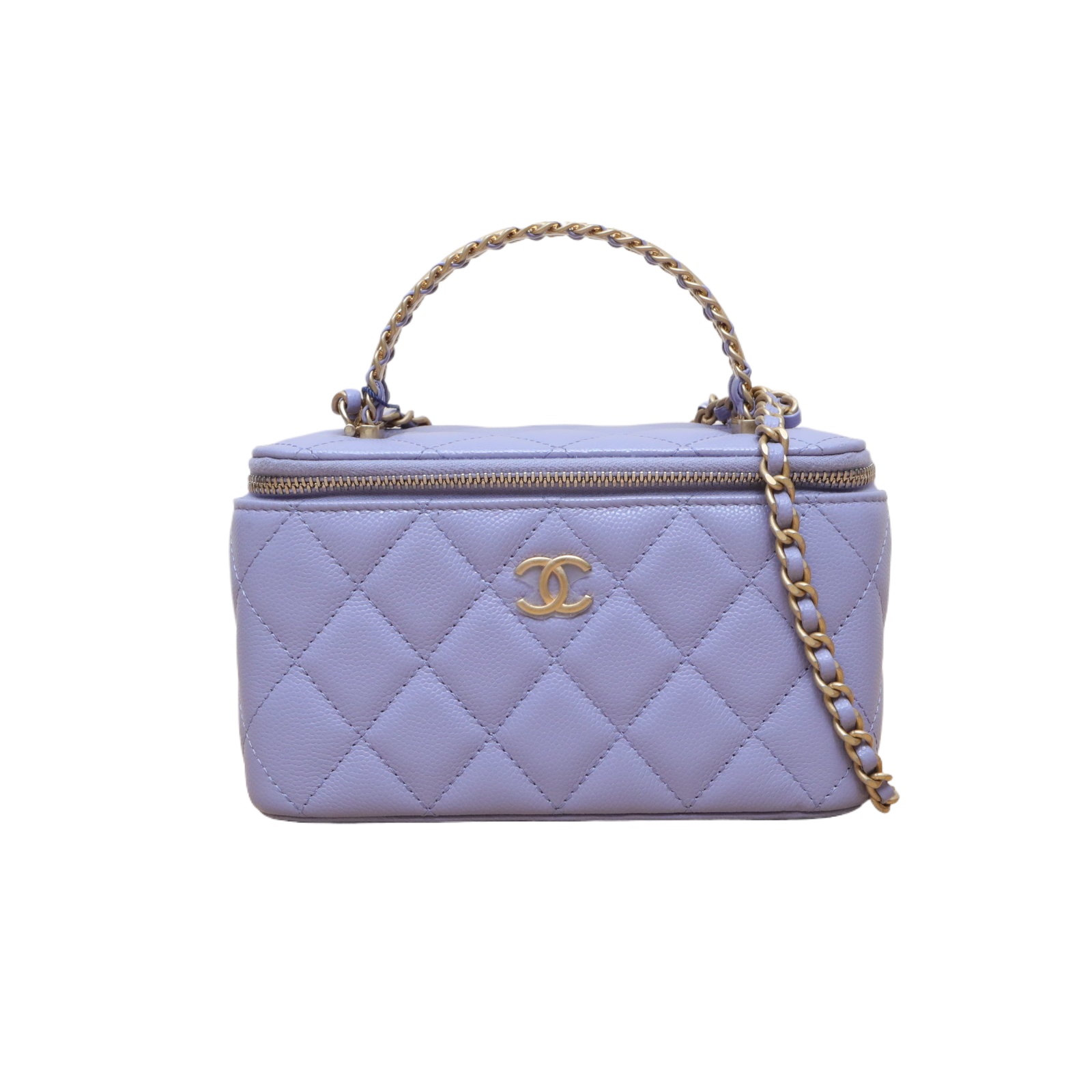 CHANEL 24A Handheld Long Box Cosmetic Bag with Mirror