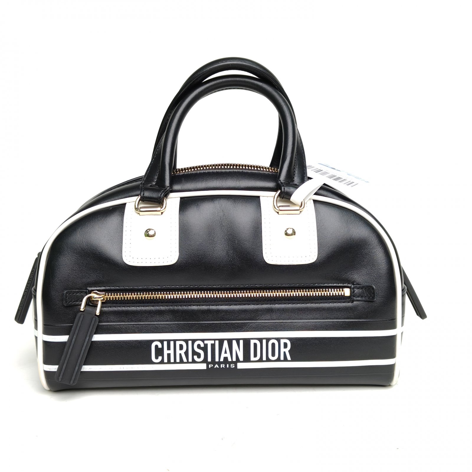 DIOR Black and White Gold Hardware 2022 Dior Vibe Bolide 24cm-Hana Vintage