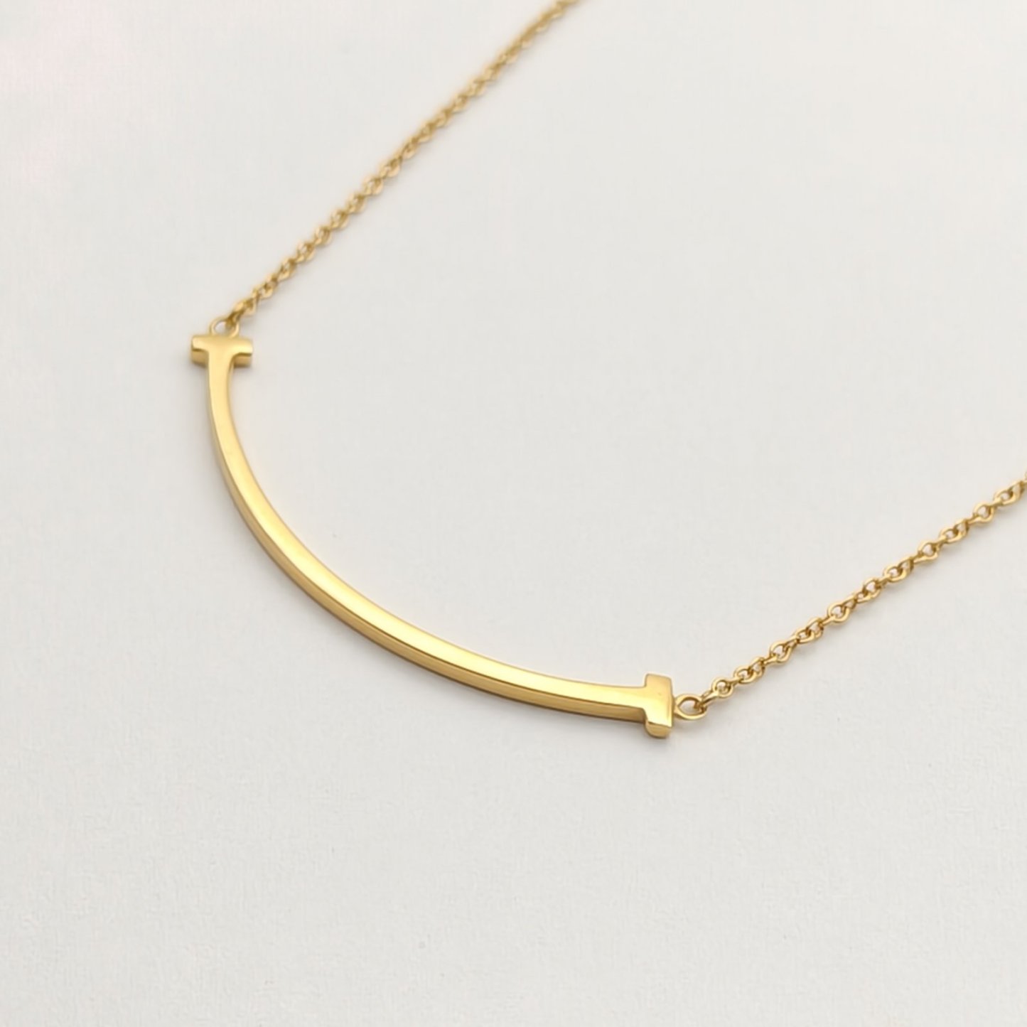 TIFFANY&CO Tiffany T Smile Necklace Small 18K Rose Gold-Hana Vintage