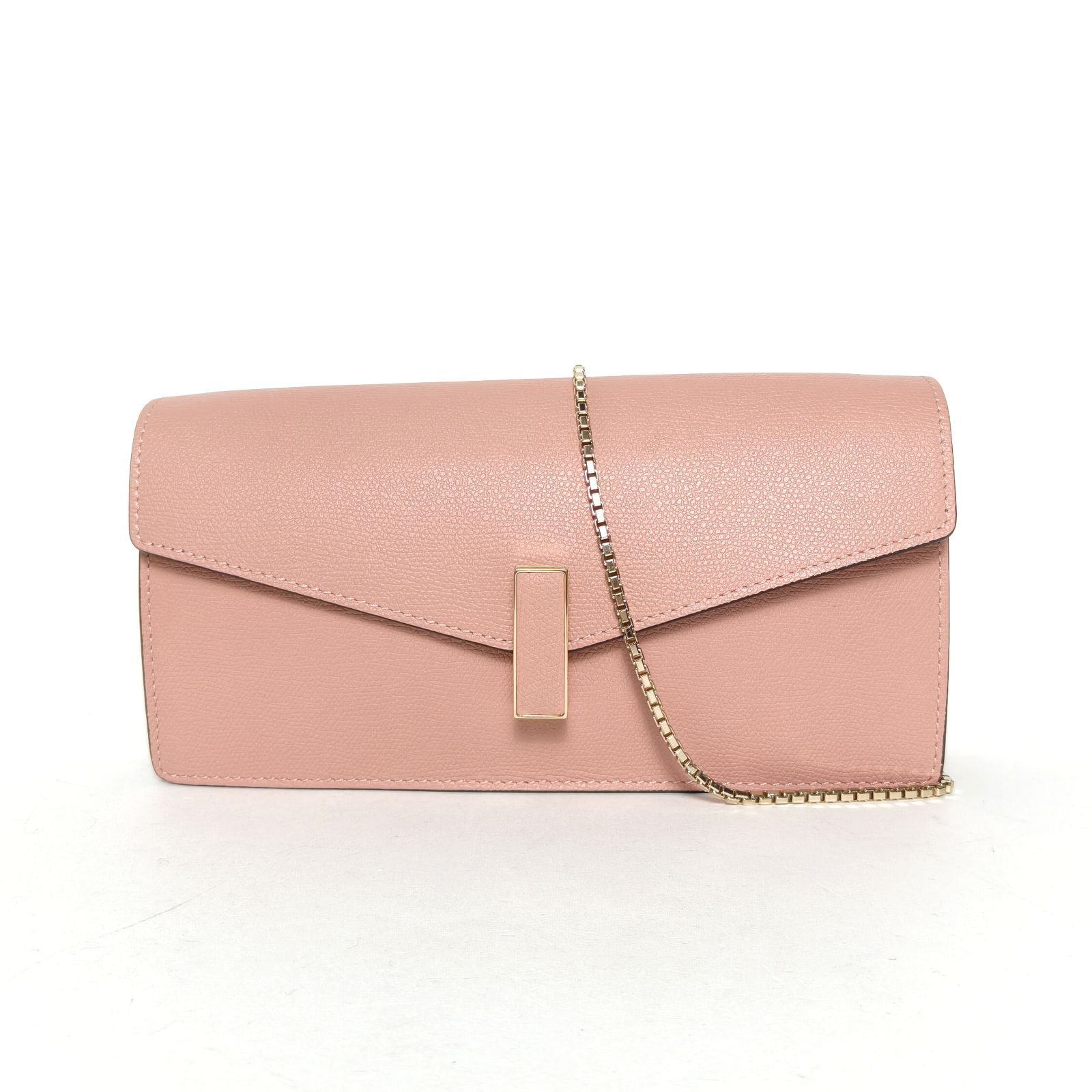 *Valextra Pink Gold Hardware Iside Collection Rectangular Buckle Detachable Shoulder Strap WOC Clutch Shoulder Bag-Hana Vintage