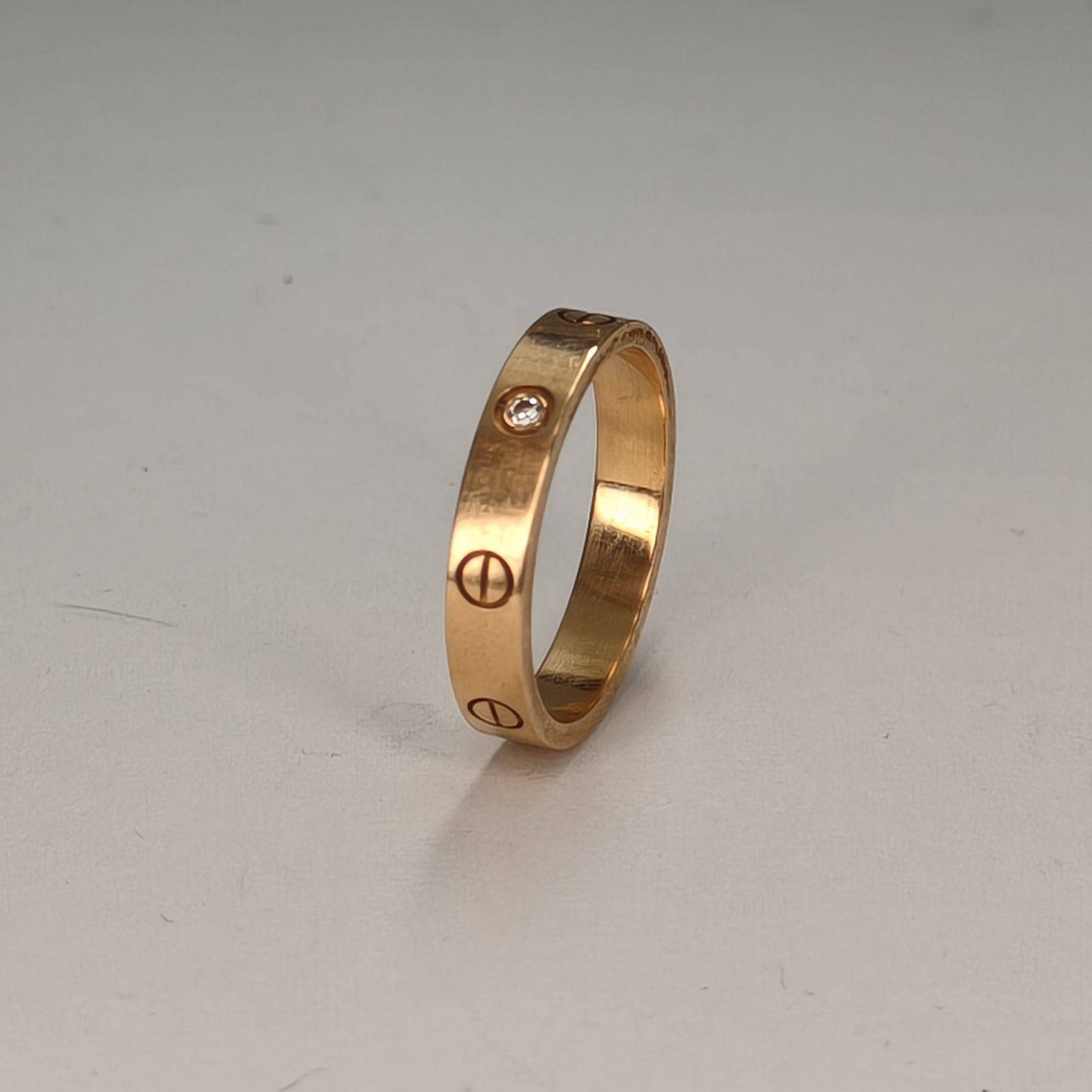 CARTIER LOVE 18K Gold Single Diamond Narrow Ring 18K Rose Gold,Diamond-Hana Vintage