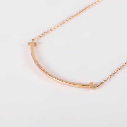 *TIFFANY&CO Tiffany T Smile Necklace Small Size Full Diamonds 18K Rose Gold,Diamond