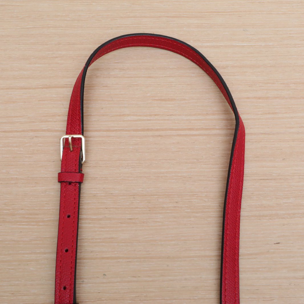 *Valextra Red Leather C Brushed Gold Hardware Iside Embossed Saddle Bag 20cm Shoulder Bag-Hana Vintage