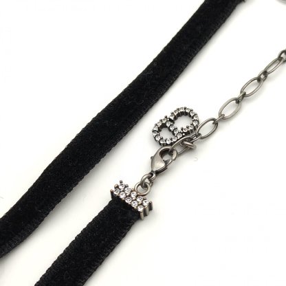 DIOR Star Rhinestone Choker Necklace Alloy,Velvet-Hana Vintage