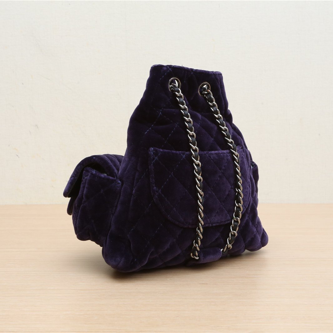 CHANEL Vintage Showpiece Velvet Mini Frog Bag, Purple Velvet, 2013, Sliver Hardware
