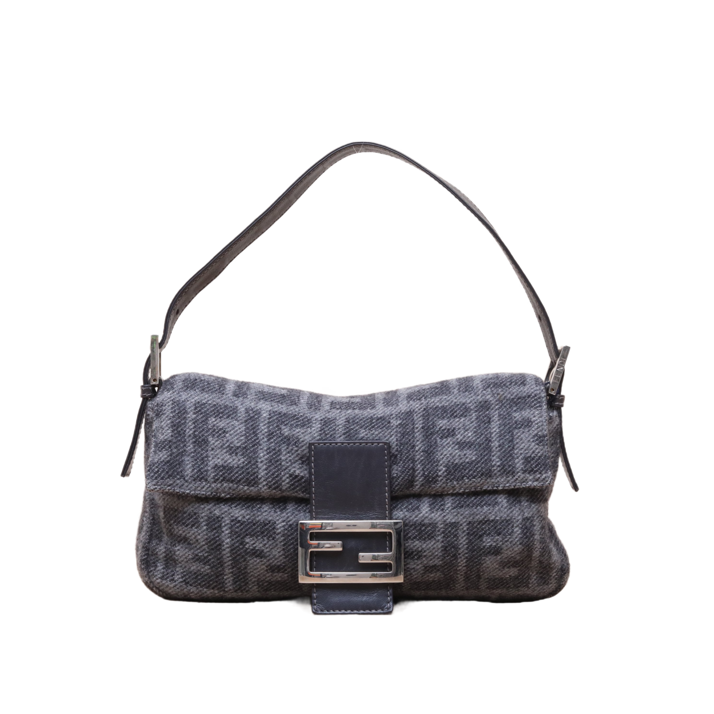 *FENDI Grey woolen vintage Baguette bag with Sliver Hardware-Hana Vintage