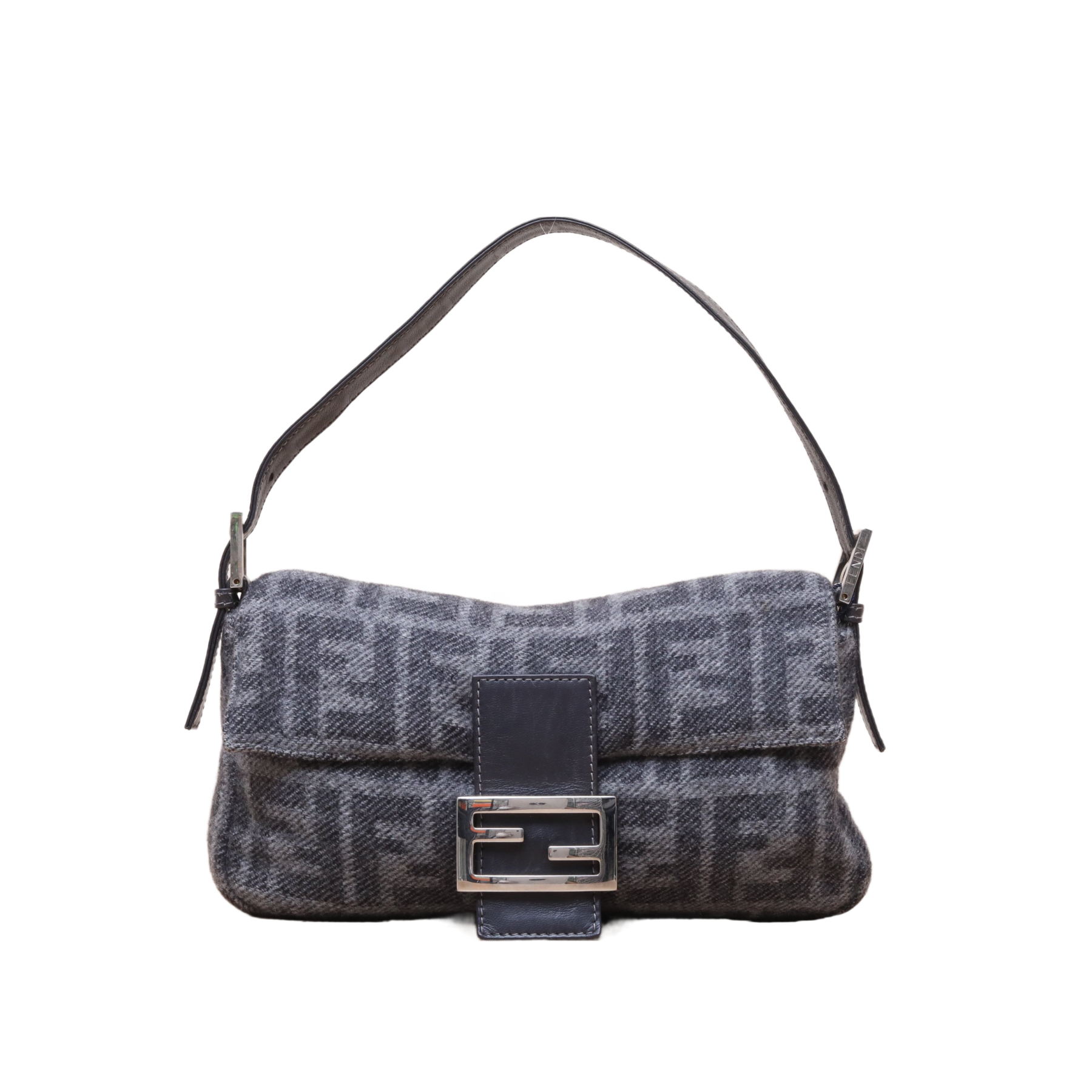 *FENDI Grey woolen vintage Baguette bag with Sliver Hardware-Hana Vintage
