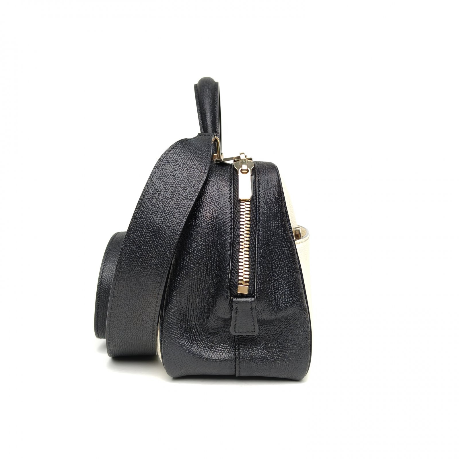 Valextra Black and White Serie S Series Trapezoidal Handbag Shoulder Bag