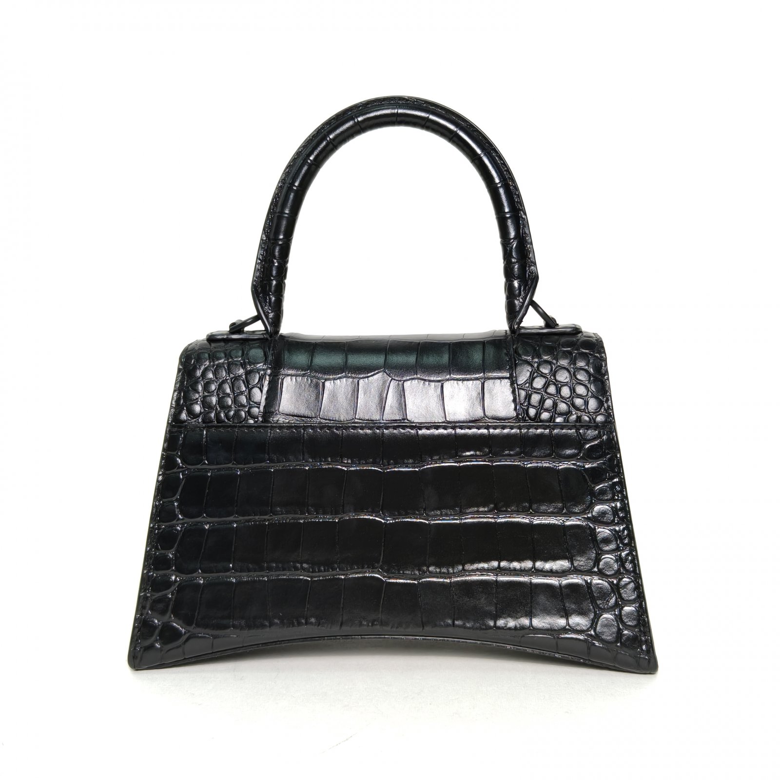 *BALENCIAGA Alligator-embossed Hourglass Handbag, Size S, Black Hardware-Hana Vintage