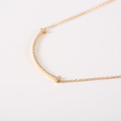 TIFFANY&CO Tiffany T Smile Necklace Small Size Full Diamonds 18K Rose Gold,Diamond-Hana Vintage