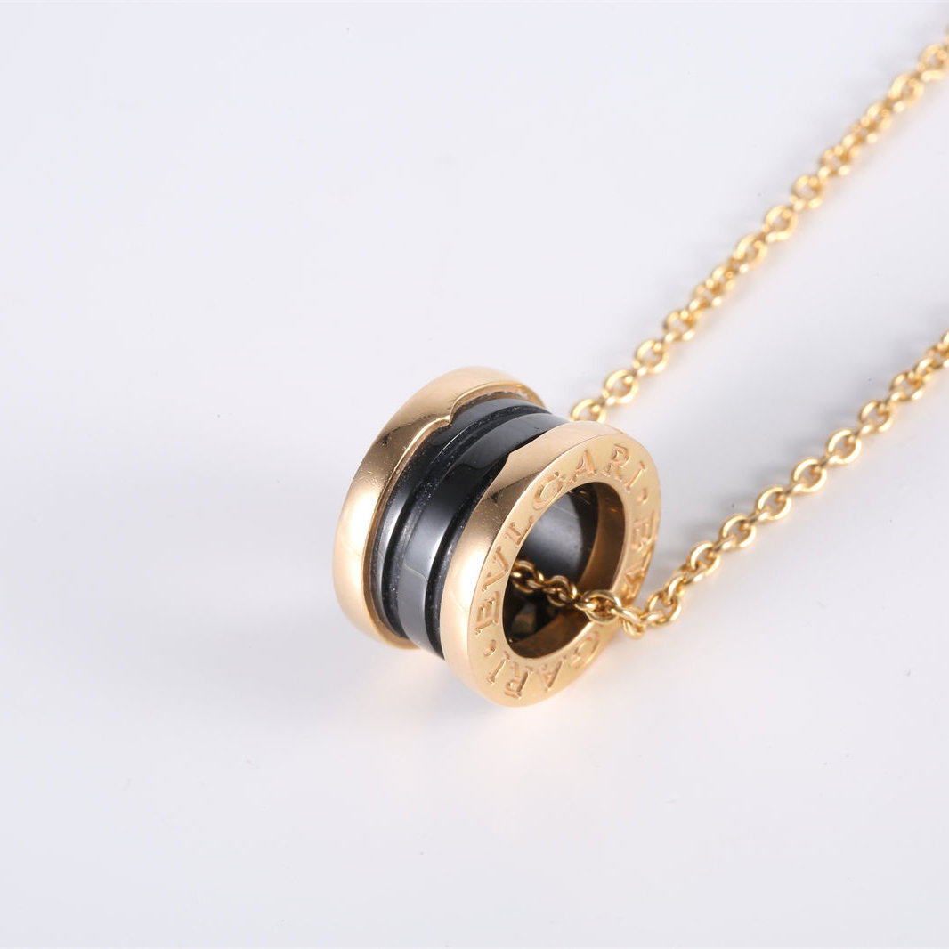 BVLGARI B.ZERO1 Coil Necklace 18K Rose Gold,Black Ceramic-Hana Vintage