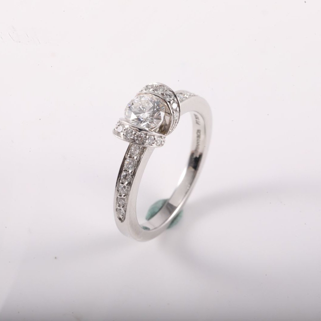 TIFFANY&CO Ribbon Diamond Ring 0.46ct 50 Platinum 950,Diamond-Hana Vintage