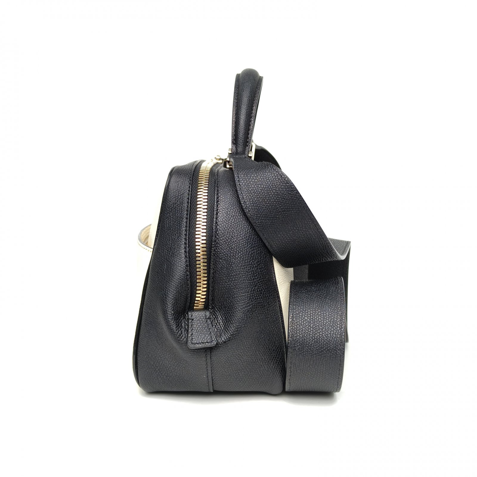 Valextra Black and White Serie S Series Trapezoidal Handbag Shoulder Bag