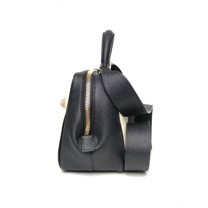Valextra Black and White Serie S Series Trapezoidal Handbag Shoulder Bag