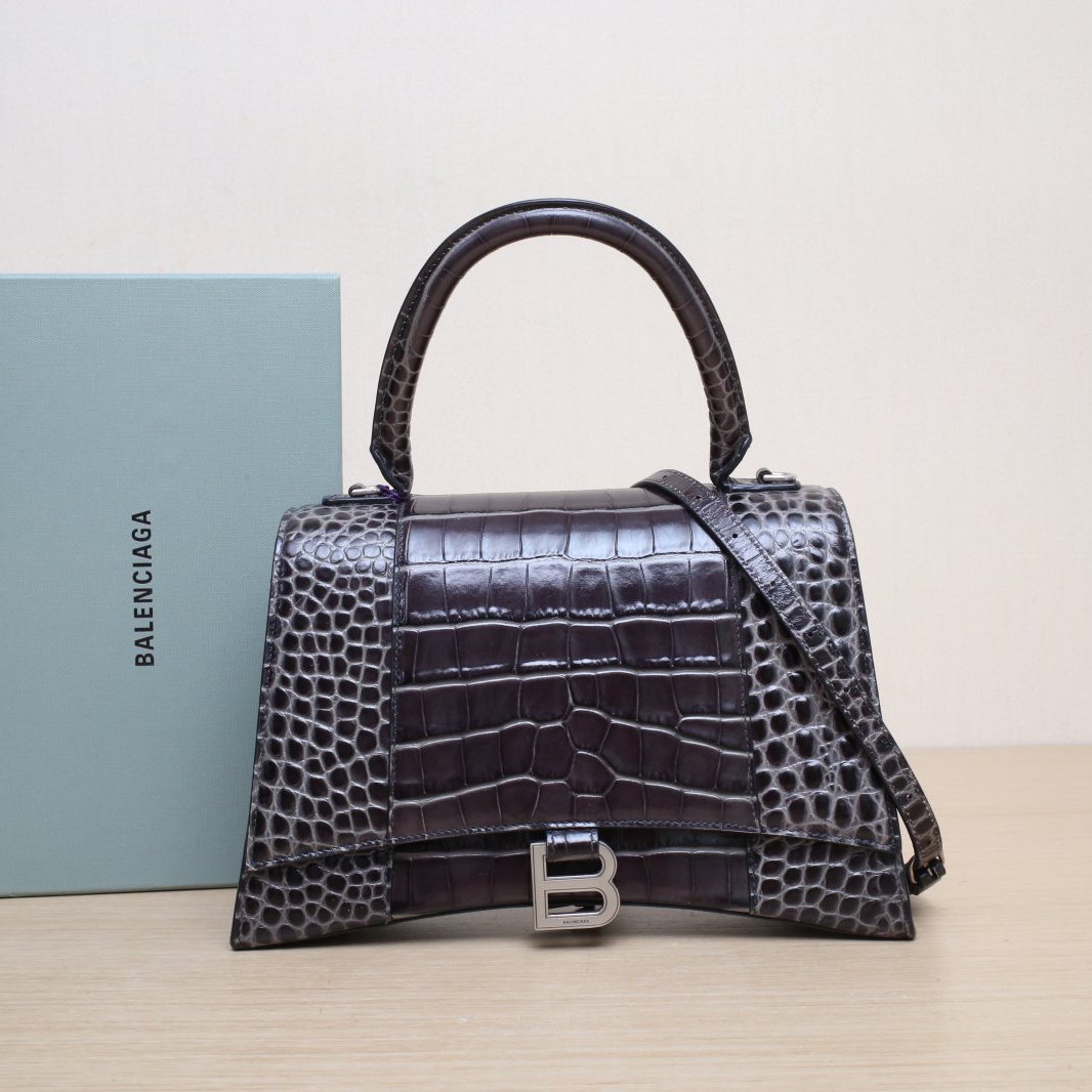 *BALENCIAGA Hourglass (M size) with Alligator Embossing-Hana Vintage