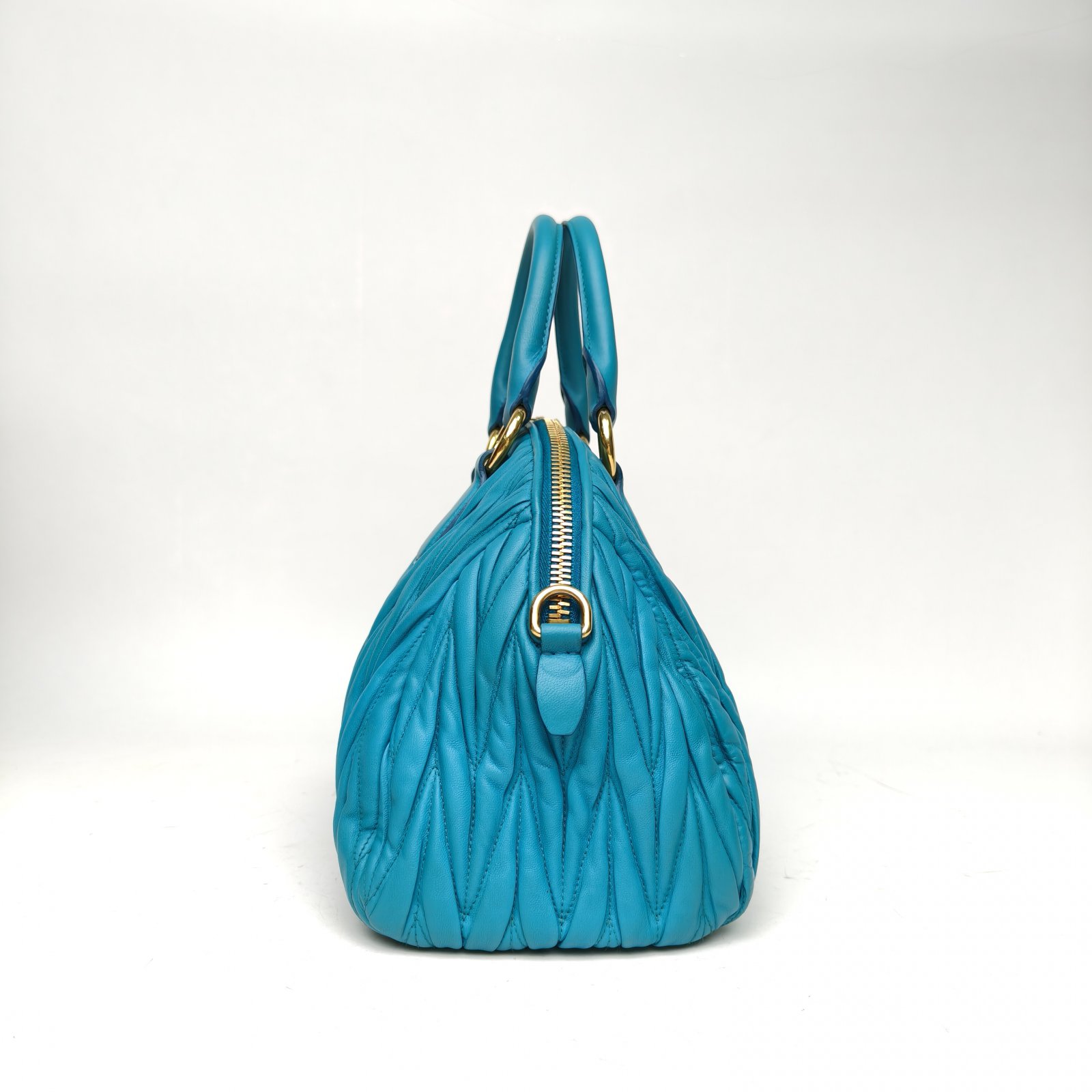 *MIUMIU Blue pleated hand-held Alma With Detachable Pouch-Hana Vintage