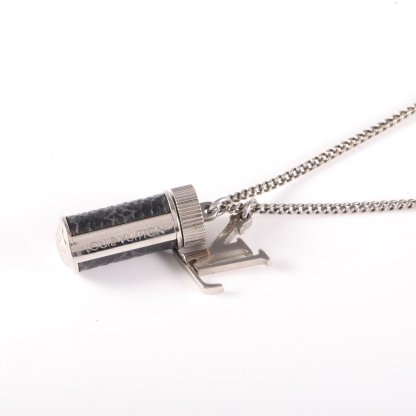 LOUIS VUITTON Monogram Eclipse Perfume Bottle Necklace Sweater Chain Alloy-Hana Vintage
