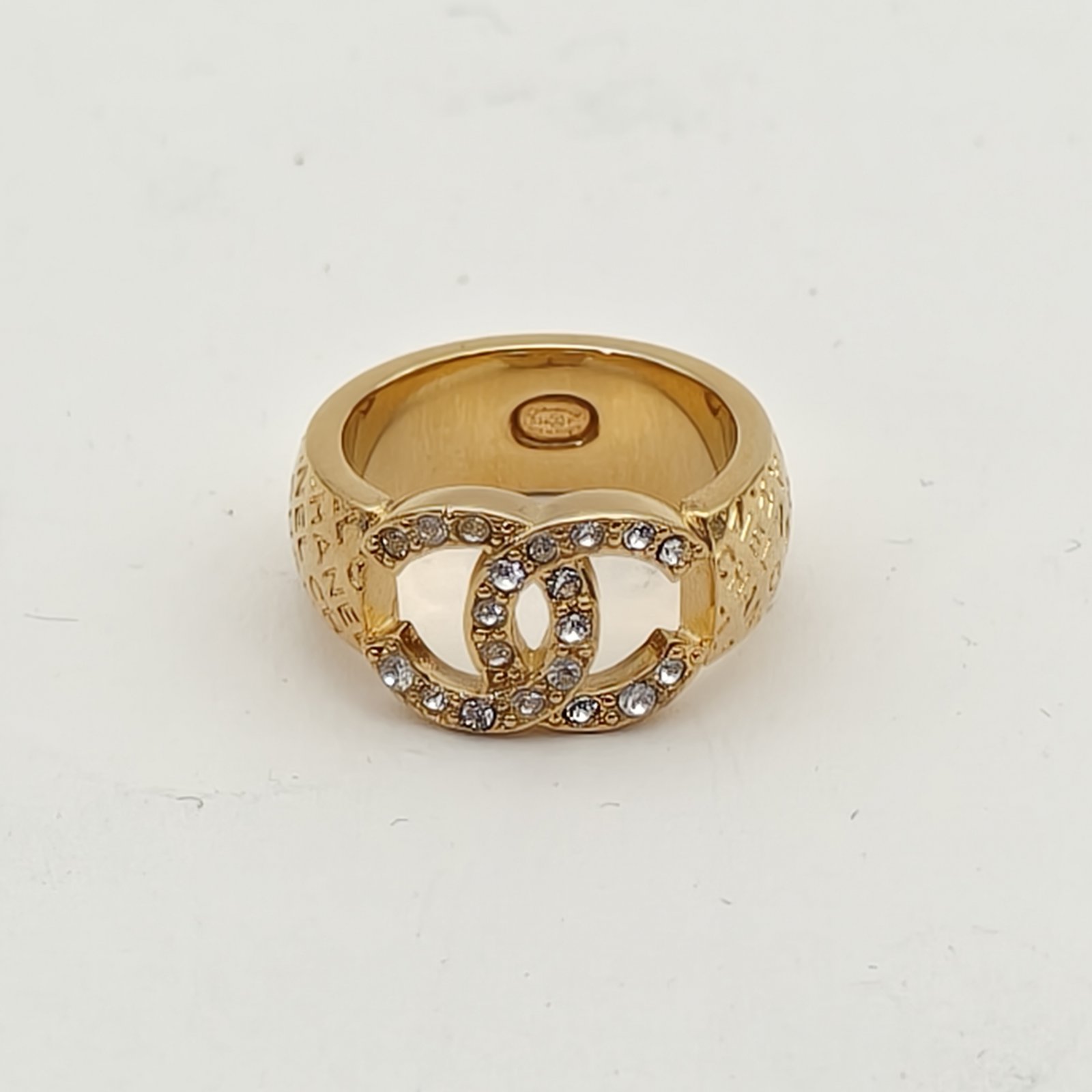 CHANEL 24P Double C Diamond Logo Ring Alloy-Hana Vintage