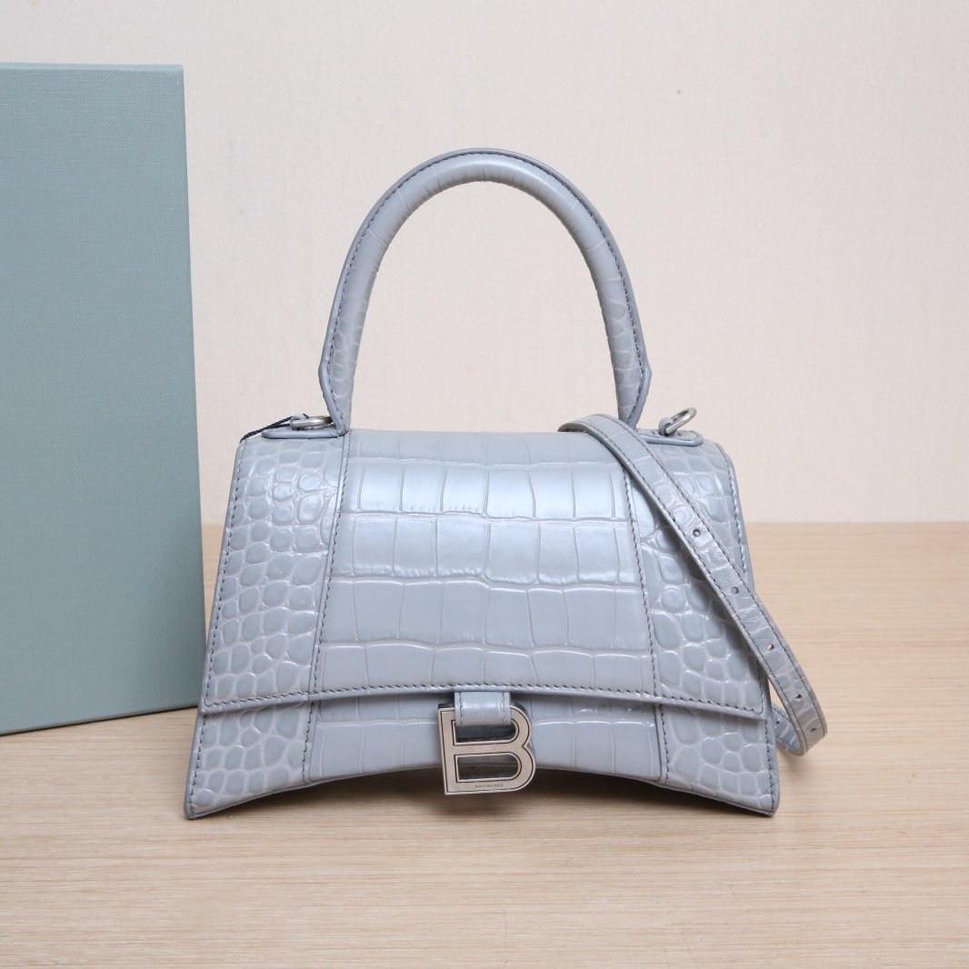 *BALENCIAGA Hourglass S size with crocodile embossing-Hana Vintage