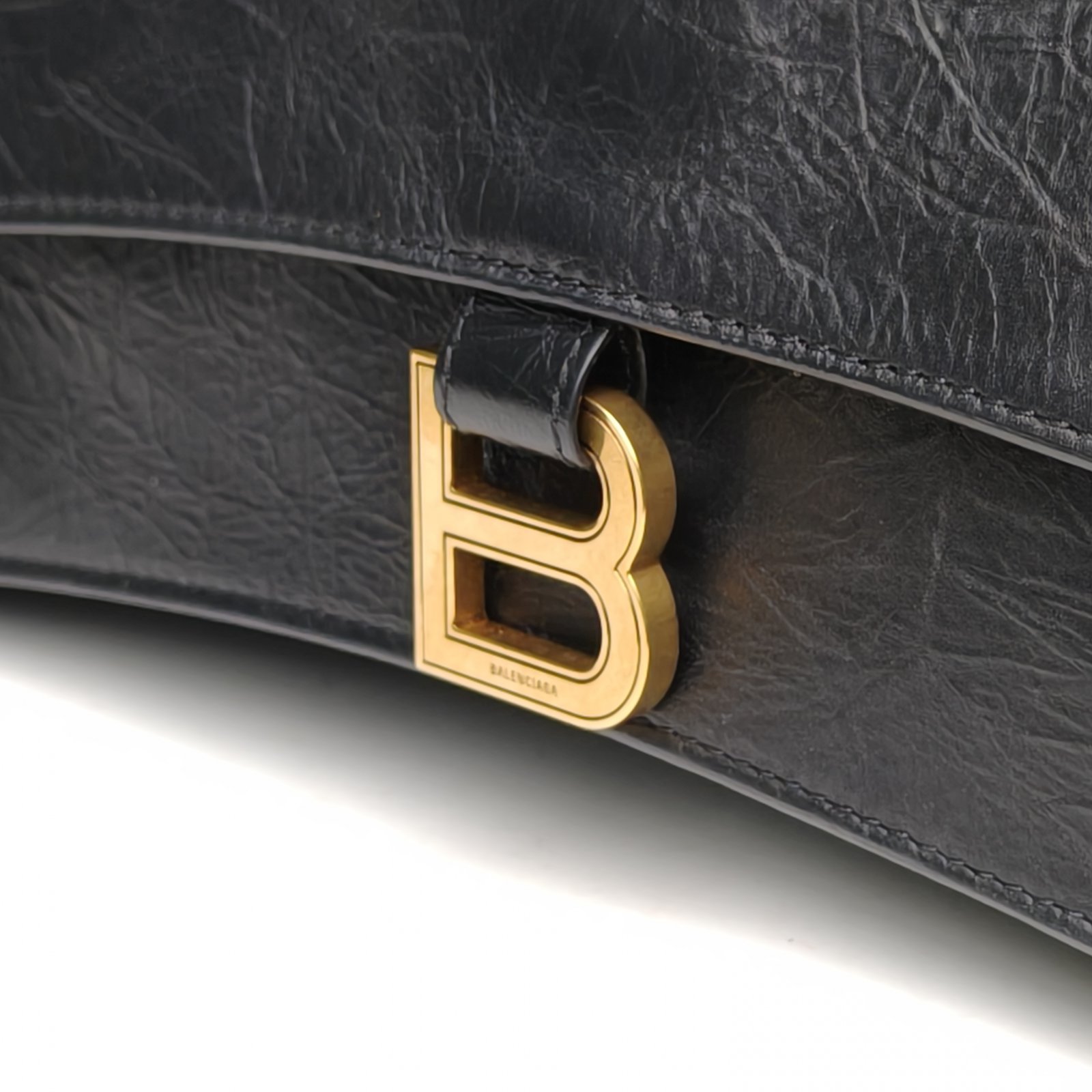 *BALENCIAGA CRUSH Hourglass Vintage Distressed Handheld Shoulder Bag Large-Hana Vintage