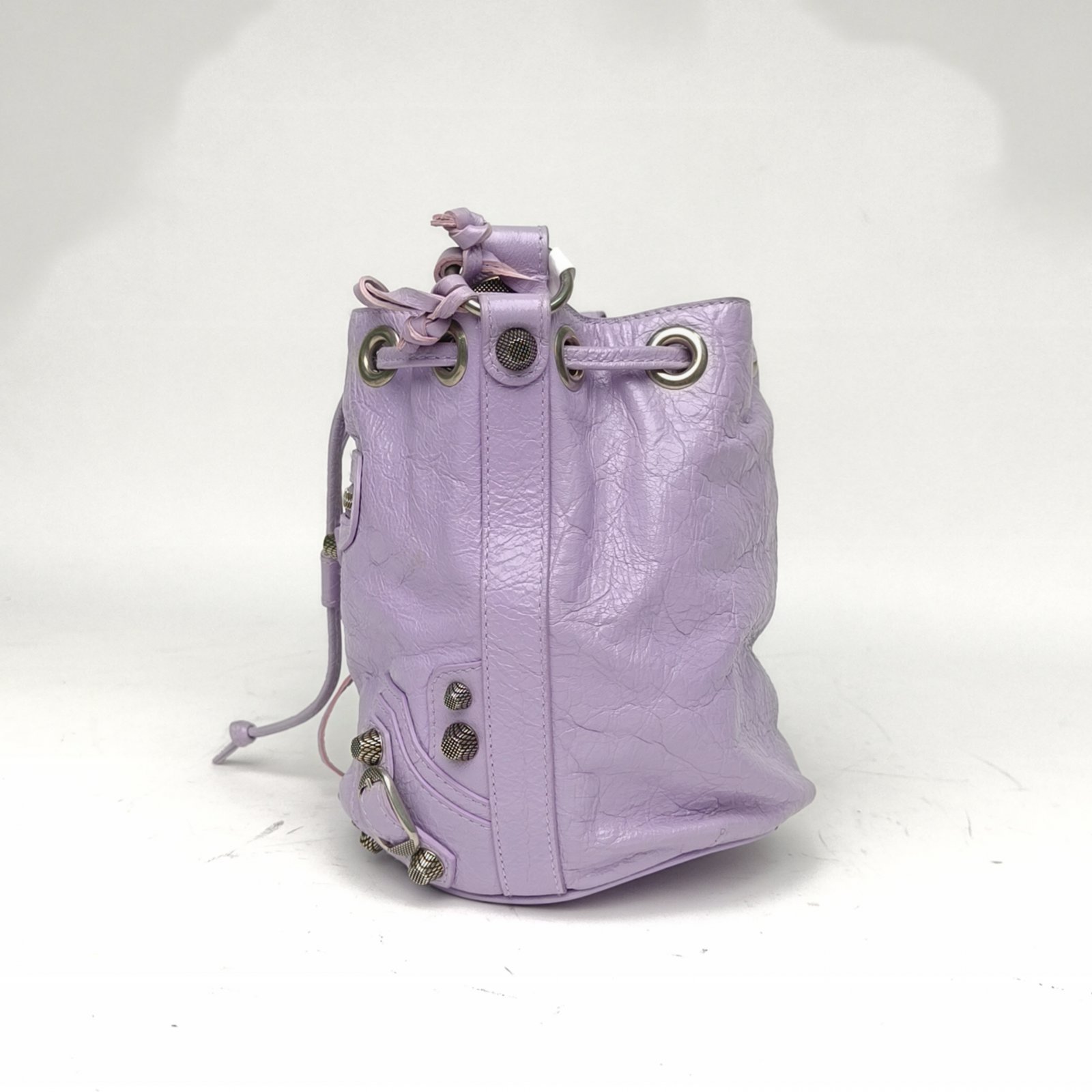 *BALENCIAGA Purple Sweet Potato Color Sliver Hardware CLASSIC FIRST Motorcycle Bag Bucket Bag-Hana Vintage