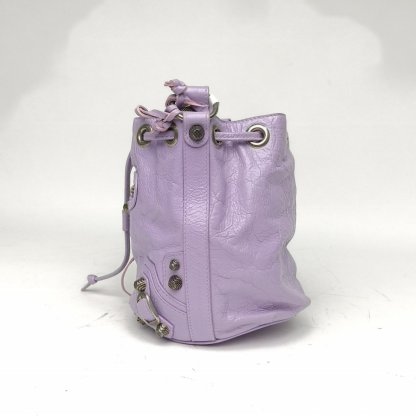 *BALENCIAGA Purple Sweet Potato Color Sliver Hardware CLASSIC FIRST Motorcycle Bag Bucket Bag-Hana Vintage