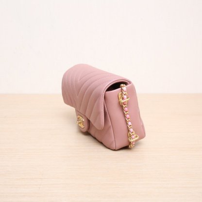 *CHANEL Beige Pink 2018 Gold Hardware CF Flap Bag Large Mini Piped Chain Tie-dyed Leather Threaded Chain-Hana Vintage