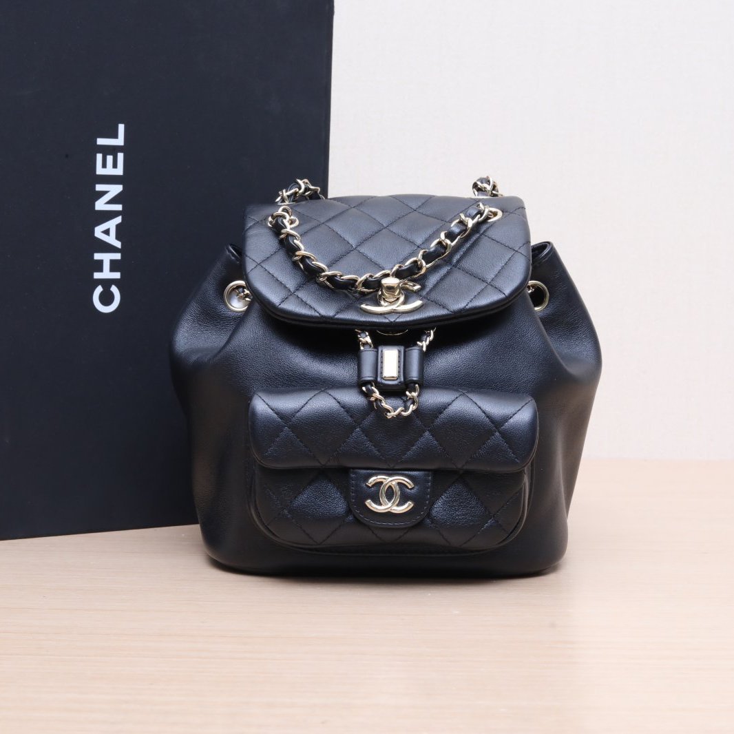*CHANEL 23C Duma Drawstring Flap Backpack with Single Pocket, Small Size, 18cm-Hana Vintage