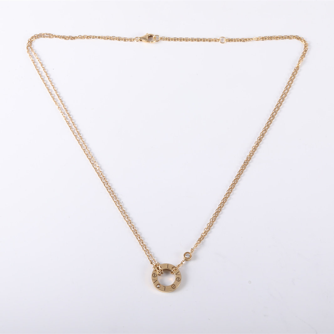 CARTIER LOVE 18K Gold Pendant Necklace with 2 Diamonds 18K Gold,Diamond-Hana Vintage